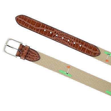 Greg Norman Men's Fabric Golf Belt With Croco Tabs