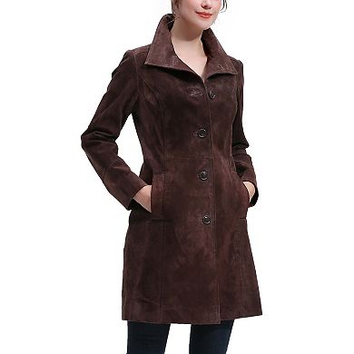 Plus Size Bgsd Janel Suede Leather Walking Coat