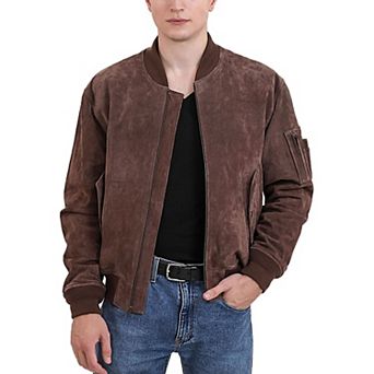 Men's Landing Leathers Ma-1 Suede Leather Flight Bomber Jacket