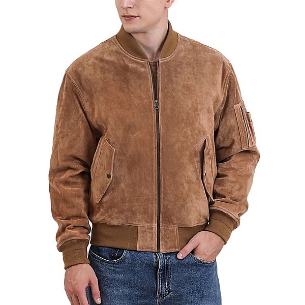 Men's Landing Leathers Ma-1 Suede Leather Flight Bomber Jacket