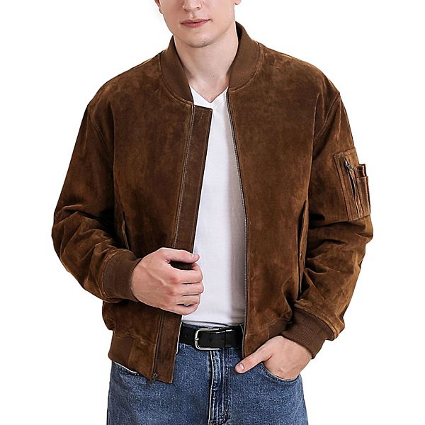 Men's Landing Leathers Ma-1 Suede Leather Flight Bomber Jacket