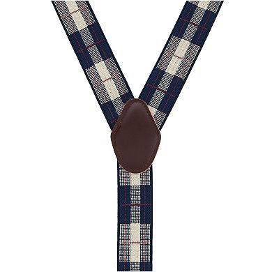 Men's 1.375 Inch Wide Plaid Print Y-back Double Clip-end Suspenders