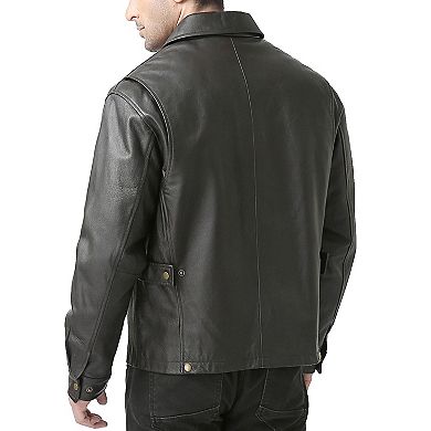 Men's Bgsd Greg Open Bottom Zip Front Leather Jacket