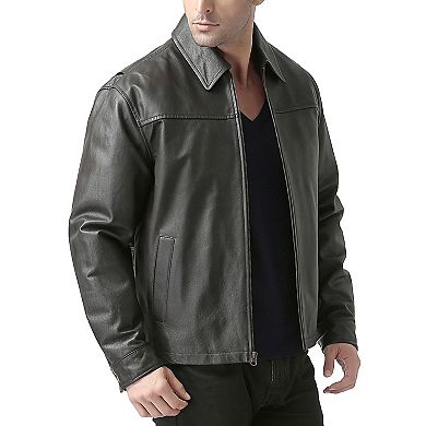 Men's Bgsd Greg Open Bottom Zip Front Leather Jacket