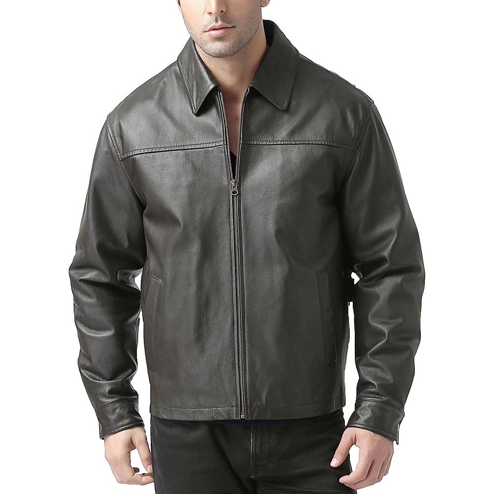Men's Bgsd Greg Open Bottom Zip Front Leather Jacket