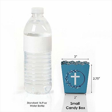 Big Dot Of Happiness Blue Elegant Cross - Party Mini Favor Religious Treat Candy Boxes 12 Ct