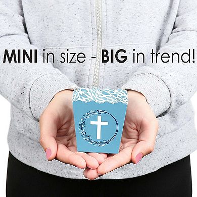 Big Dot Of Happiness Blue Elegant Cross - Party Mini Favor Religious Treat Candy Boxes 12 Ct