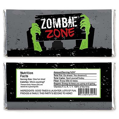 Big Dot Of Happiness Zombie Zone - Candy Bar Wrapper Halloween Or Birthday Party Favors 24 Ct