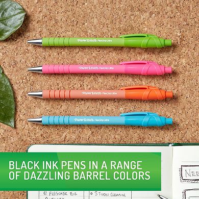 Paper Mate FlexGrip Ultra Ballpoint Pens - Assorted Barrel Colors, Medium Point (1.0mm), Black - 4 Count