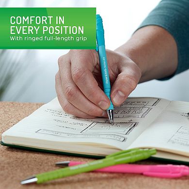 Paper Mate FlexGrip Ultra Ballpoint Pens - Assorted Barrel Colors, Medium Point (1.0mm), Black - 4 Count