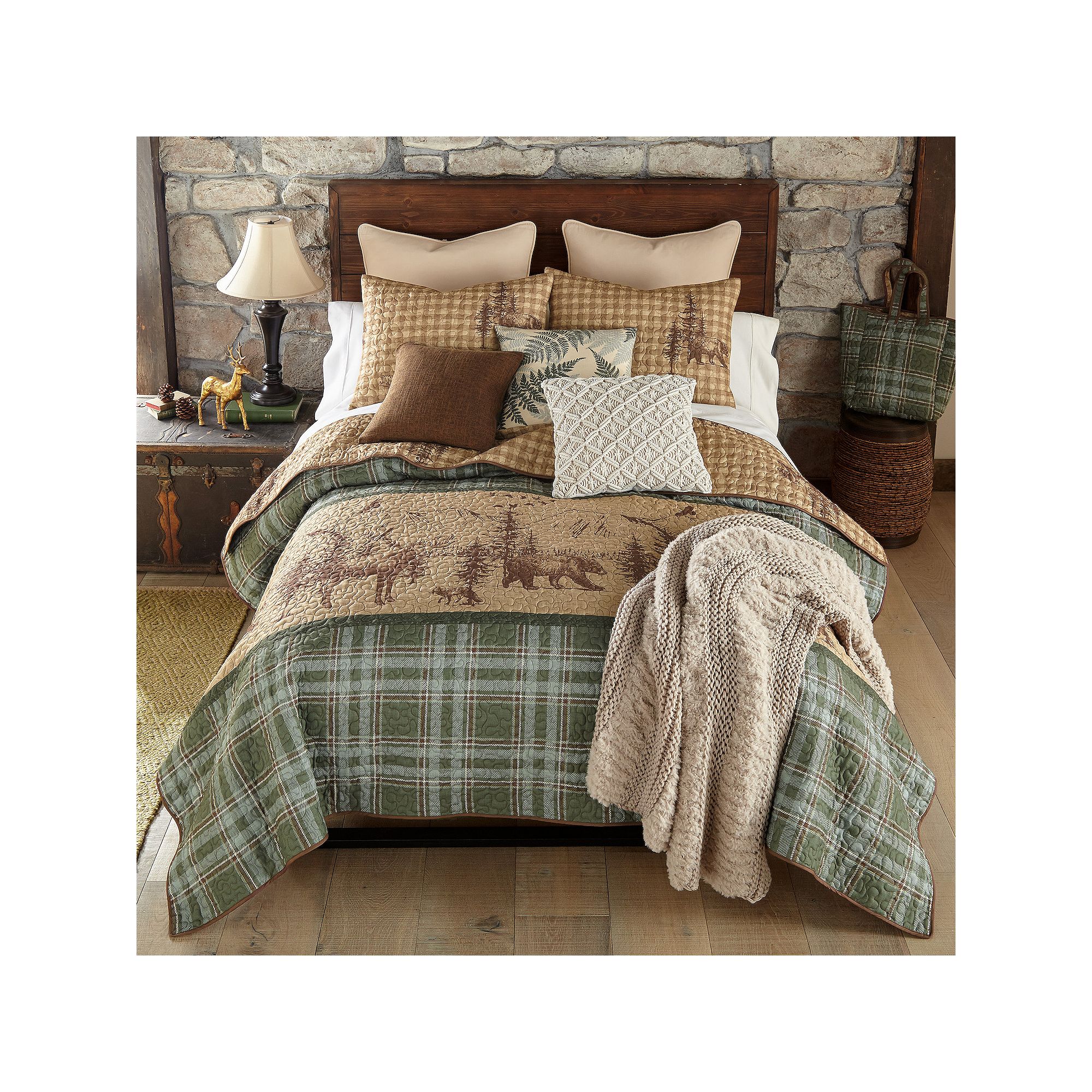 Donna Sharp Spruce Trail Quilt Set, Green Trail Ne