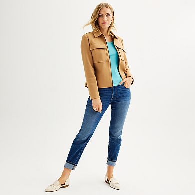 Women's Nine West Long Sleeve Scoopneck Rib Shirt