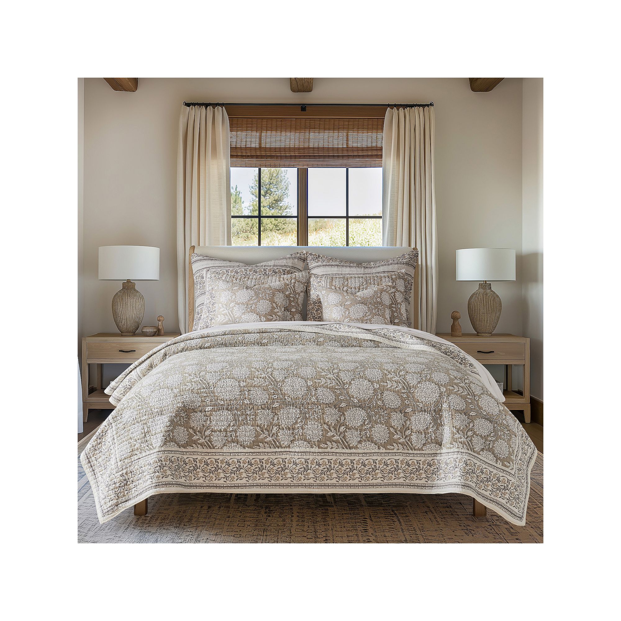 Levtex Home Adare Blue Quilt Set with Shams, Brown