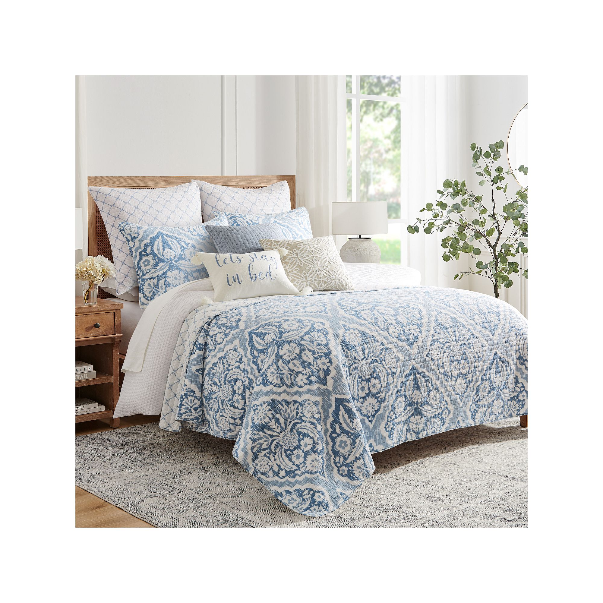 Levtex Home Becker Taupe Quilt Set with Shams, Blue
