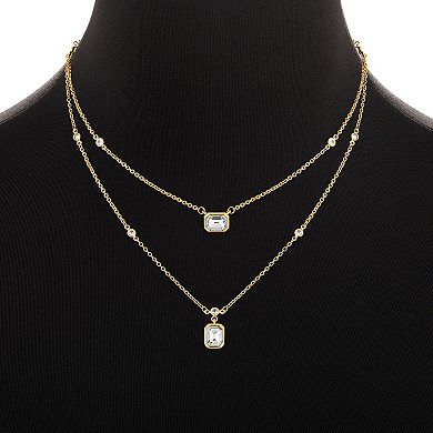 Emberly Emerald Glass Double Layered Chain Necklace