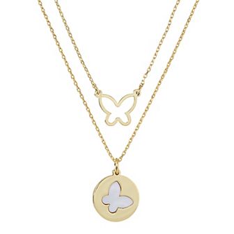 City Luxe Gold Tone Mother Of Pearl Butterfly Necklaces Set