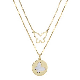 City Luxe Gold Tone Mother Of Pearl Butterfly Necklaces Set