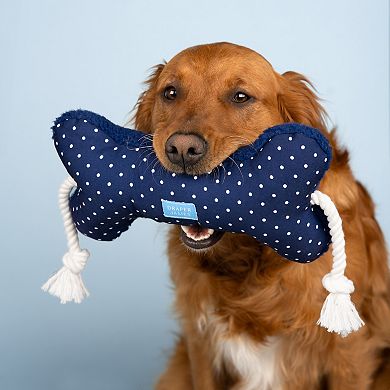 Draper James Blue Polka Dot Bone Rope Dog Toy