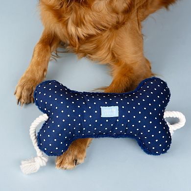 Draper James Blue Polka Dot Bone Rope Dog Toy