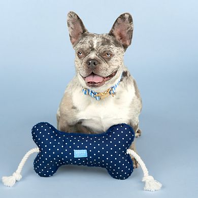 Draper James Blue Polka Dot Bone Rope Dog Toy
