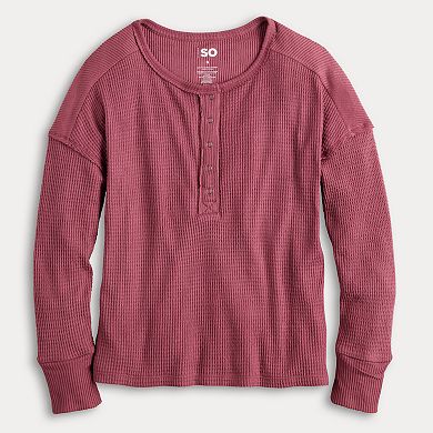 Juniors' SO® Cozy Henley T-Shirt