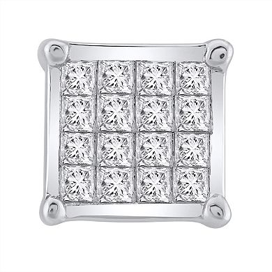 Yours and Mined 10k White Gold 1/2 Carat T.W. Diamond Quad Stud Earrings