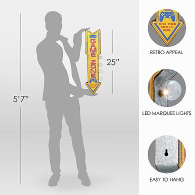 American Art Décor Retro Video Game Zone LED Marquee Wall Sign