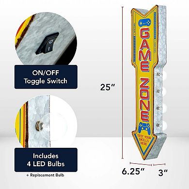 American Art Décor Retro Video Game Zone LED Marquee Wall Sign