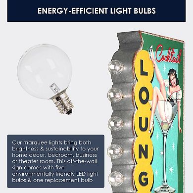 American Art Décor American Retro Cocktail Lounge LED Marquee Wall Sign