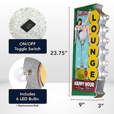 American Art Décor American Retro Cocktail Lounge LED Marquee Wall Sign