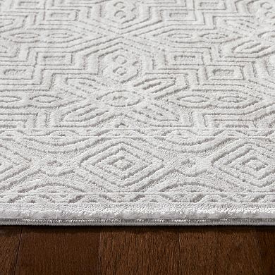 Town and Country Luxe Maya Medallion Tile Neutral Indoor Runner Area Rug