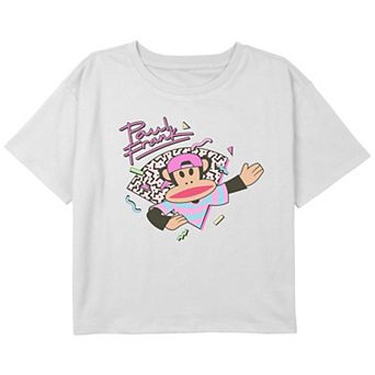 Girls Paul Frank Monkey 90's Art Boxy Cropped Girls Graphic Tee