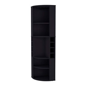 Clifton Corner Bar Cabinet, With 5 Shelves, Cup Hanger And Eight Built-in Wine Rack
