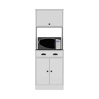 Tennant Kitchen Pantry With Drawer, 2 Cabinets, And Microwave Stand