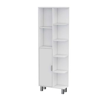 Quimby Linen Cabinet, With 1 Door And 9 Shelves