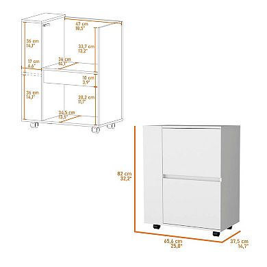 Logan Bar Cart With Two Cabinets And Open Shelves