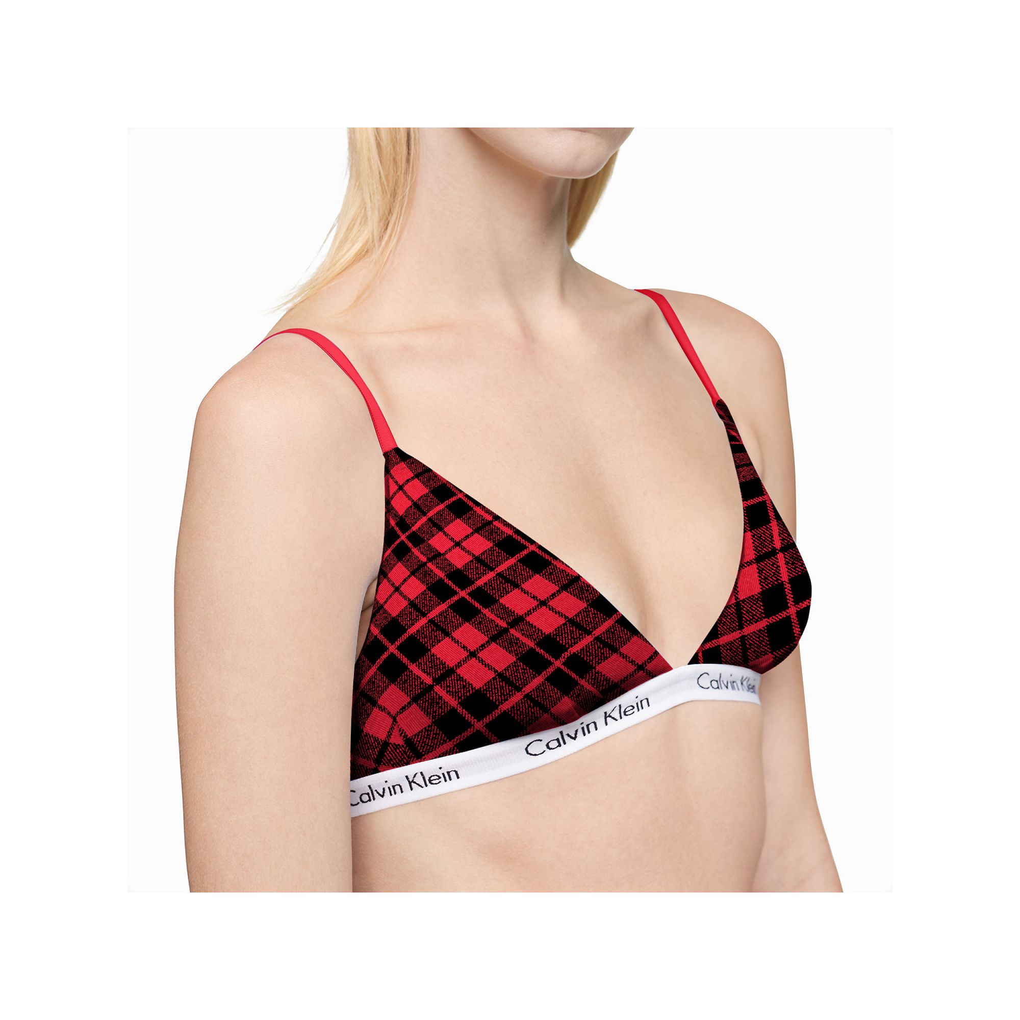 Womens Calvin Klein Unlined Bralette QF8263, Size: XS, Blur Buffalo Red