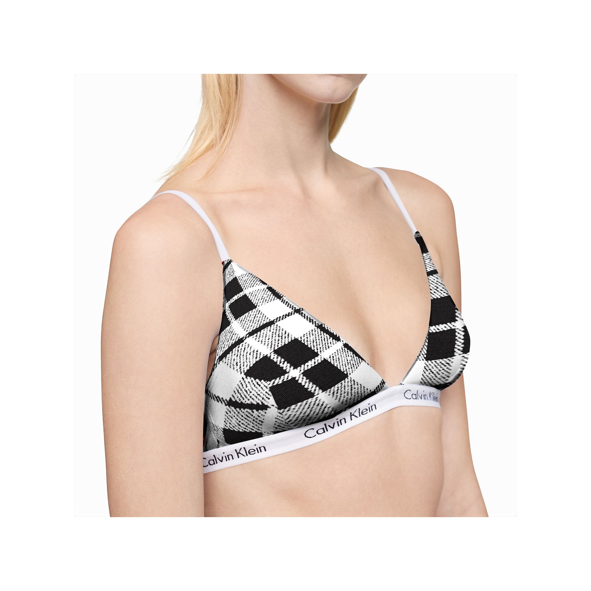 Womens Calvin Klein Unlined Bralette QF8263, Size: Small, Blur Buffalo Whi