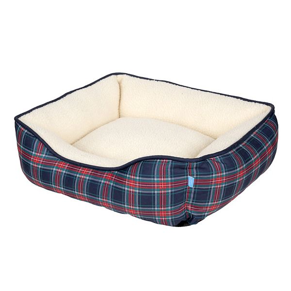 Draper James™ Multi-Colored Tartan Sherpa Pet Bed - Red Plaid (SMALL)