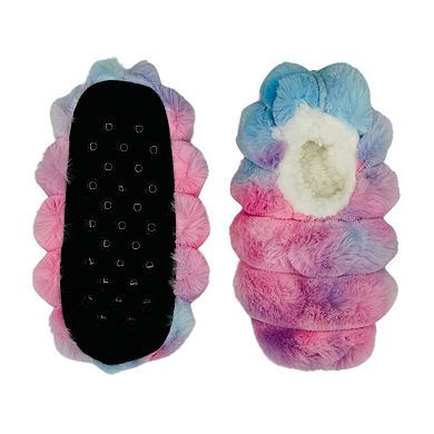 Girls Fuzzy Babba Tie Dye Fuzzy Honeycomb Slipper Socks