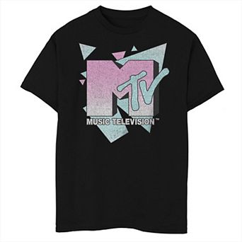 Boys MTV Geometric Background Logo Husky Graphic Tee