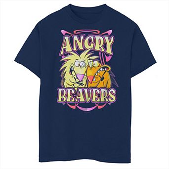 Boys Angry Beavers Crazy Eyes Portraits Husky Graphic Tee