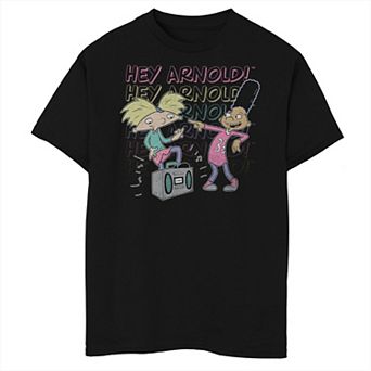 Boys Hey Arnold Air Guitar With Gerald Husky Graphic Tee