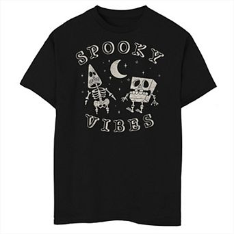 Boys SpongeBob SquarePants And Patrick Spooky Vibes Husky Graphic Tee