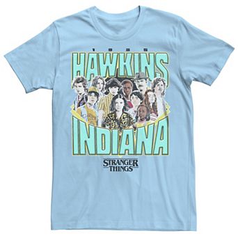 Men's Stranger Things Hawkins Indiana Group Shot 1985 Graphic Tee