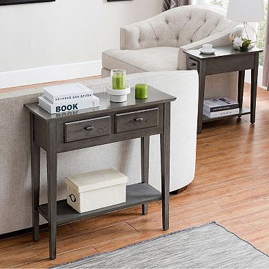 Leick Furniture Rustic Slate Finish Recliner Wedge End Table