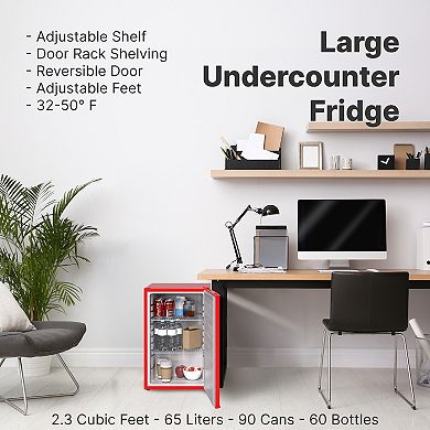 Husky 65l Solid Door 2.3 Cu.ft. Freestanding Under-counter Mini Refrigerator