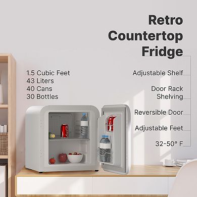 Husky 43l Retro Style 1.5 C.ft. Freestanding Mini Refrigerator