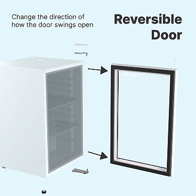 SnowLion Premium 69L Beverage Refrigerator 2.4 Cu.ft. Freestanding Glass Door Mini Fridge