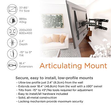 ProMounts Full Motion TV Wall Mount for TVs 37" - 85" Up to 88 lbs